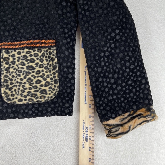 Vtg Taylor G Animal Print Black Jacket Sz XL Eclectic Artsy Dallas Tx Old Money - Picture 7 of 9